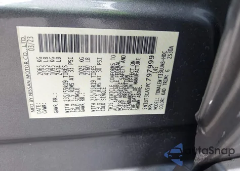 2023 Nissan Rogue Sl Fwd из США, поврежденный, VIN 5N1BT3CA5PC797999